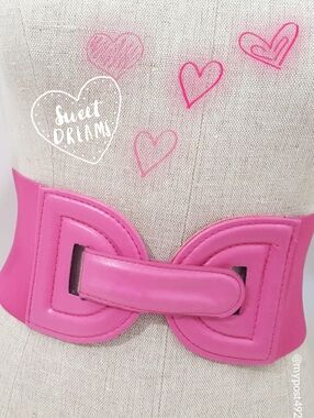 Wide Pink Belt💗High Waist Stretchy with Double Side Buckle